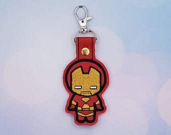 Iron Guy Keychain, Backpack Accessories, Gifts for Kids, Stocking Stuffers, Geeky Keyfob, Fandom Snaptab, Back To School, Superhero Gifts