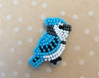 Beaded Blue Jay Bird Pin