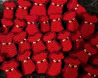 Beaded Red Dress Pin, MMIWG2S Awareness