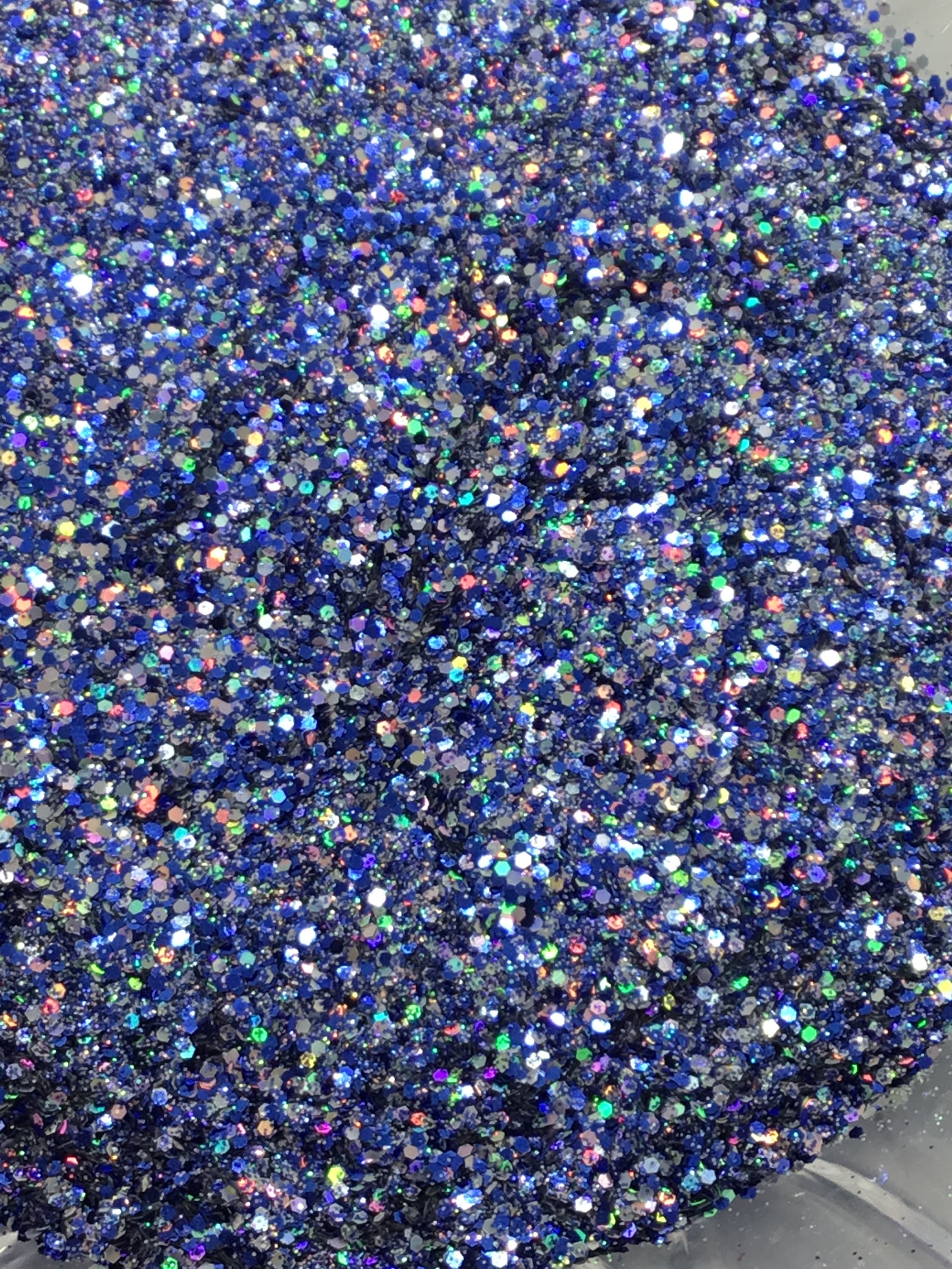 Navy blue and silver mixed glitter. Round shaped glitter. Etsy