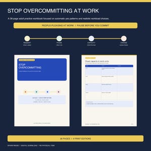 Deja de comprometerte demasiado en el trabajo: Cuaderno de ejercicios para complacer a los demás, límites en el lugar de trabajo (PDF)