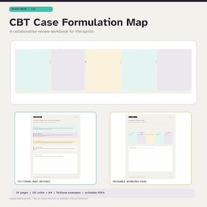 CBT Case Formulation Workbook, Collaborative Review Map for Therapists, Printable PDF