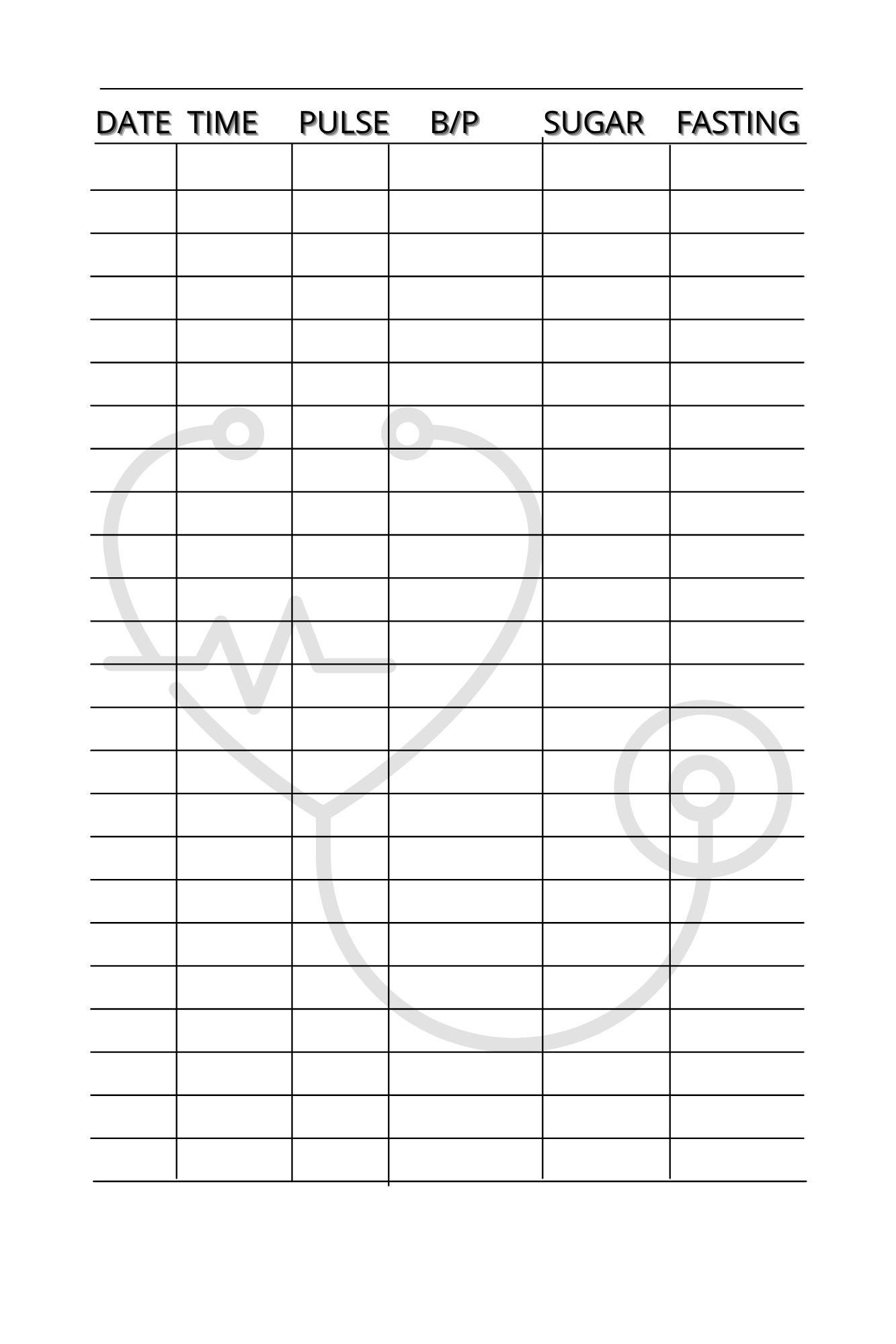 Printable blood pressure log wallet size opllover