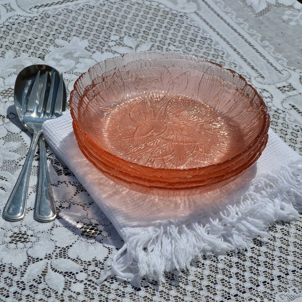 4 Petites assiettes rosaline Arcoroc - verre français