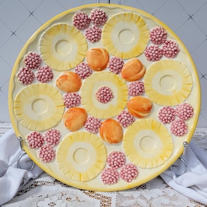 Lot De 2 Plats Creux En Faïence – Décor Relief Pied De Fraises – Occasion