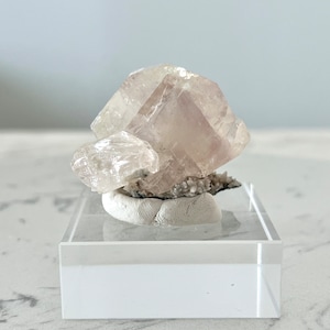 Peach Pink Diamond Calcite Specimen UV Fluorescent Hubei China