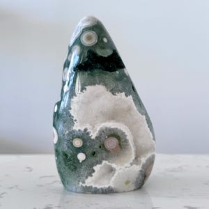 RARE FIND High Grade Green Druzy 8th Vein Orbicular Ocean Jasper Freeform