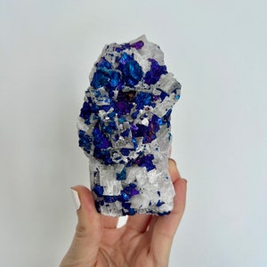 Royal Blue Chalcopyrite on Calcite Hubei China