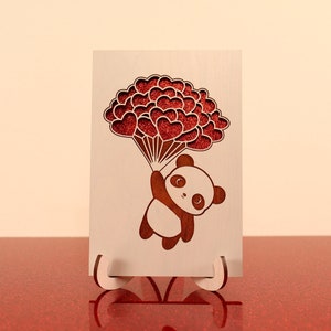 de voeux en bois gravée Saint-Valentin | Cadeaux ours panda pour lui | Anniversaire | Anniversaire | Juste parce que | Joli cadeau de la Saint-Valentin
