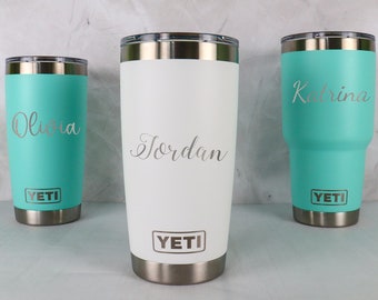 Personalized Name YETI Tumbler, Custom Text, Quote or Saying, 30oz, 20oz, Insulated Rambler Travel Mug, Gift for Her, Girlfriend, Mom, Women