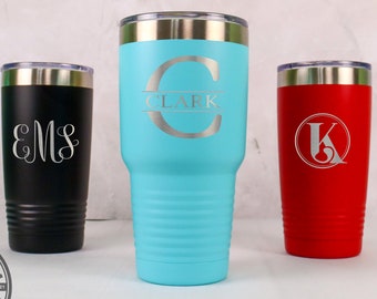 Personalized Tumbler, Monogram Tumbler, Stainless Steel Insulated Tumbler, 20 oz, 30 oz,  Laser Engraved, Customized Tumbler, Travel Mug