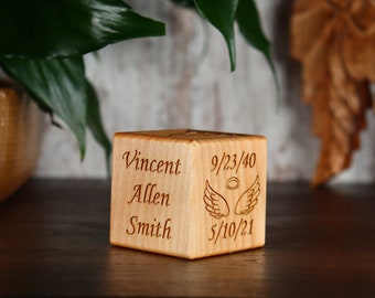 Memorial | Sympathy | Bereavement Gift Block Made from 2 inch Birch or 3 inch Maple Blocks