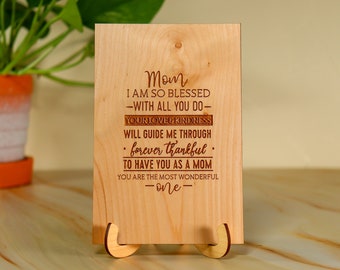 Most Wonderful Mom Wood Card | Personalized Gift for Mom | Thoughtful Mother's Day Card for Mom | Unique Mother's Day Gift