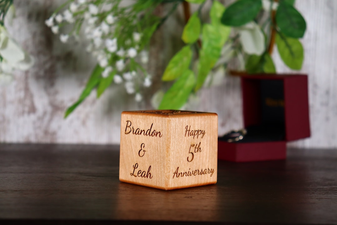 Personalized 5th Anniversary Wood Block | Wooden Anniversary Gift ...