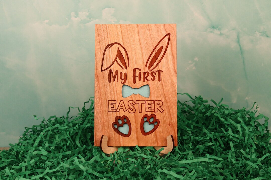 My First Easter Wood Card Baby's First Easter Baby Boy Easter Greeting