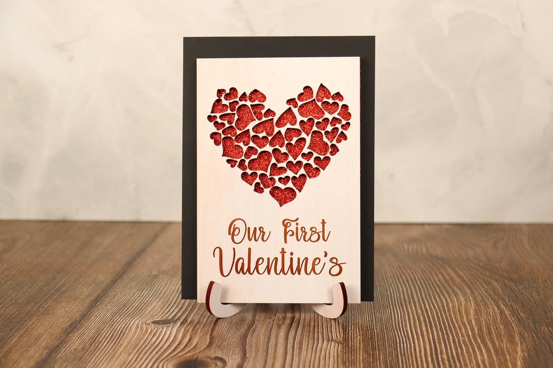 Engraved Wood Greeting Card for First Valentines Day | Boyfriend ...