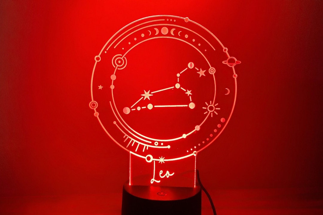 Custom Zodiac LED Sign Personalized Zodiac LED Sign Engraved Etsy