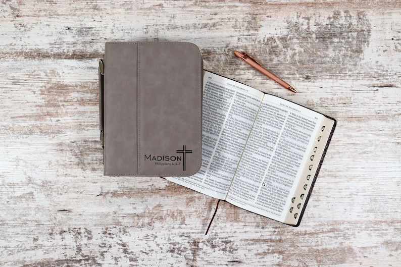 Personalized Bible Cover, Laser Engraved, Monogrammed Bible Cover, Baptism Gift, First Communion Gift, Religious gift, Custom Bible Cover image 5