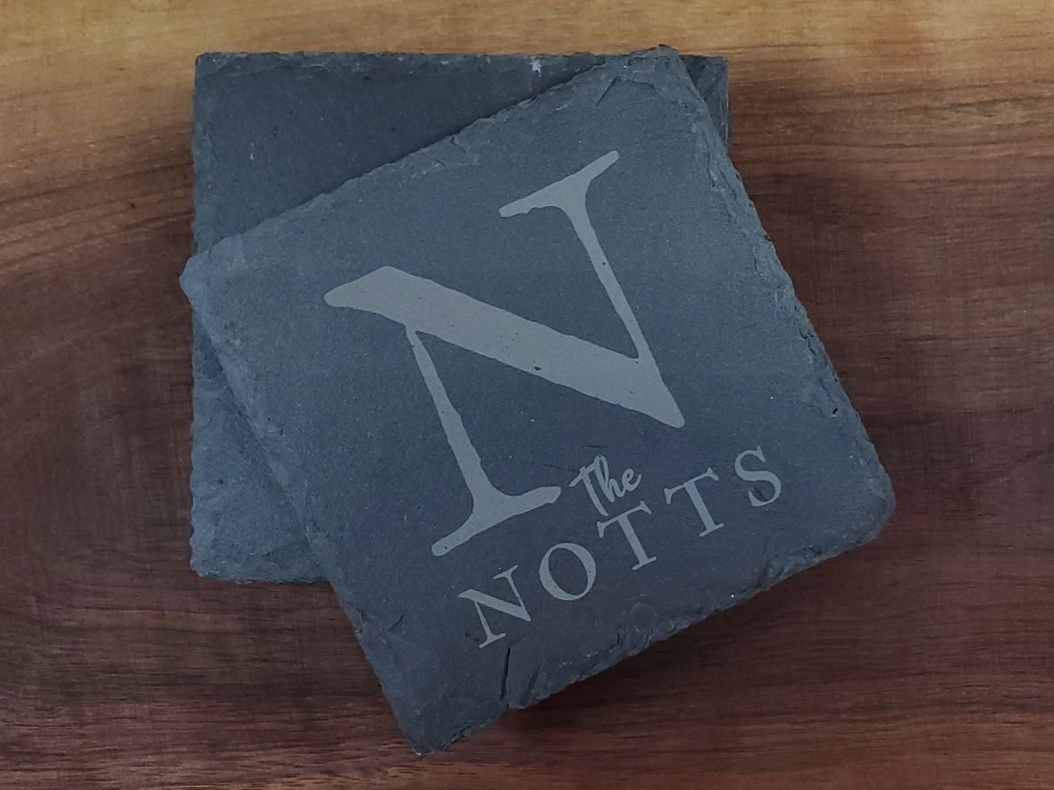 Personalized Coaster Set, Engraved Slate Coasters, Custom Coasters, Monogramed Coaster Set, Set of 4 Coasters