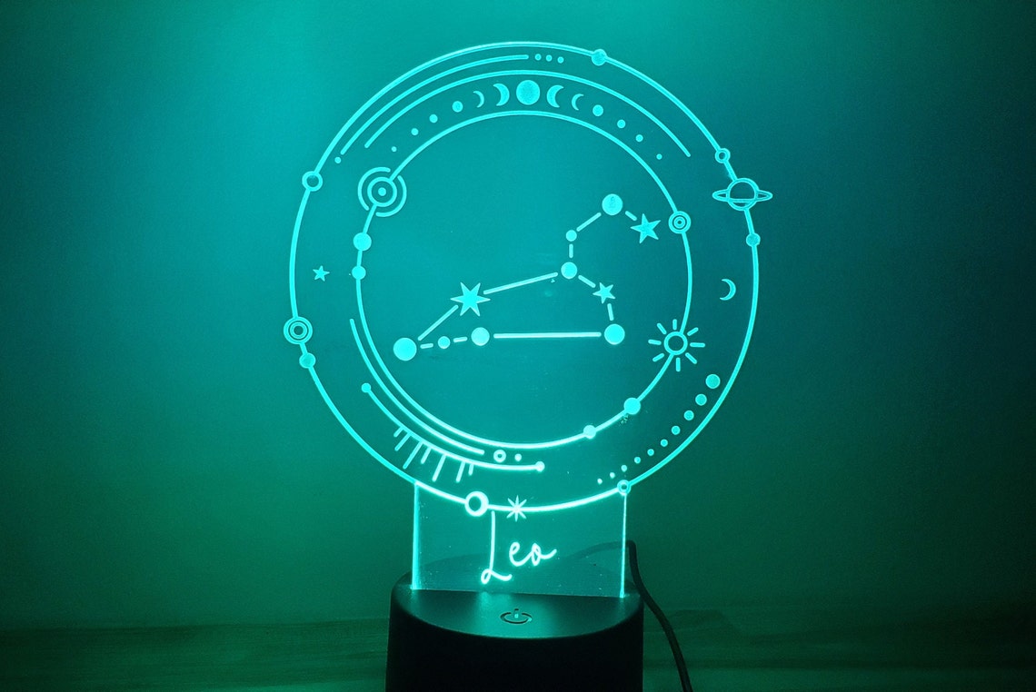 Custom Zodiac LED Sign Personalized Zodiac LED Sign Engraved Etsy
