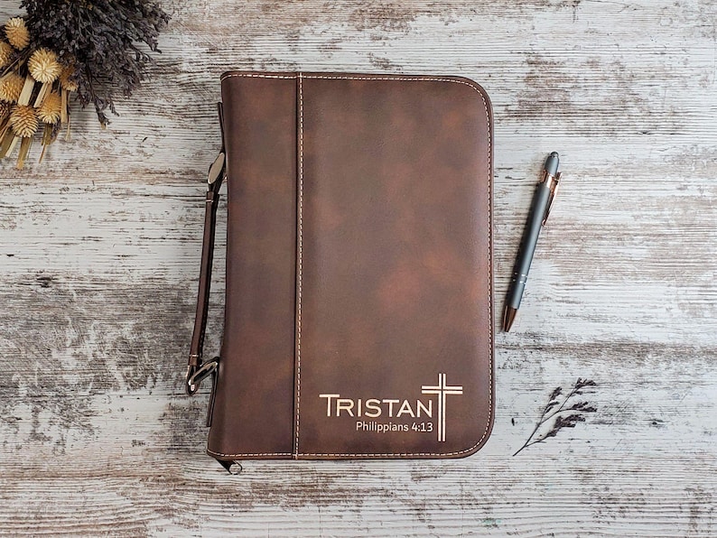 Personalized Bible Cover, Laser Engraved, Monogrammed Bible Cover, Baptism Gift, First Communion Gift, Religious gift, Custom Bible Cover image 1