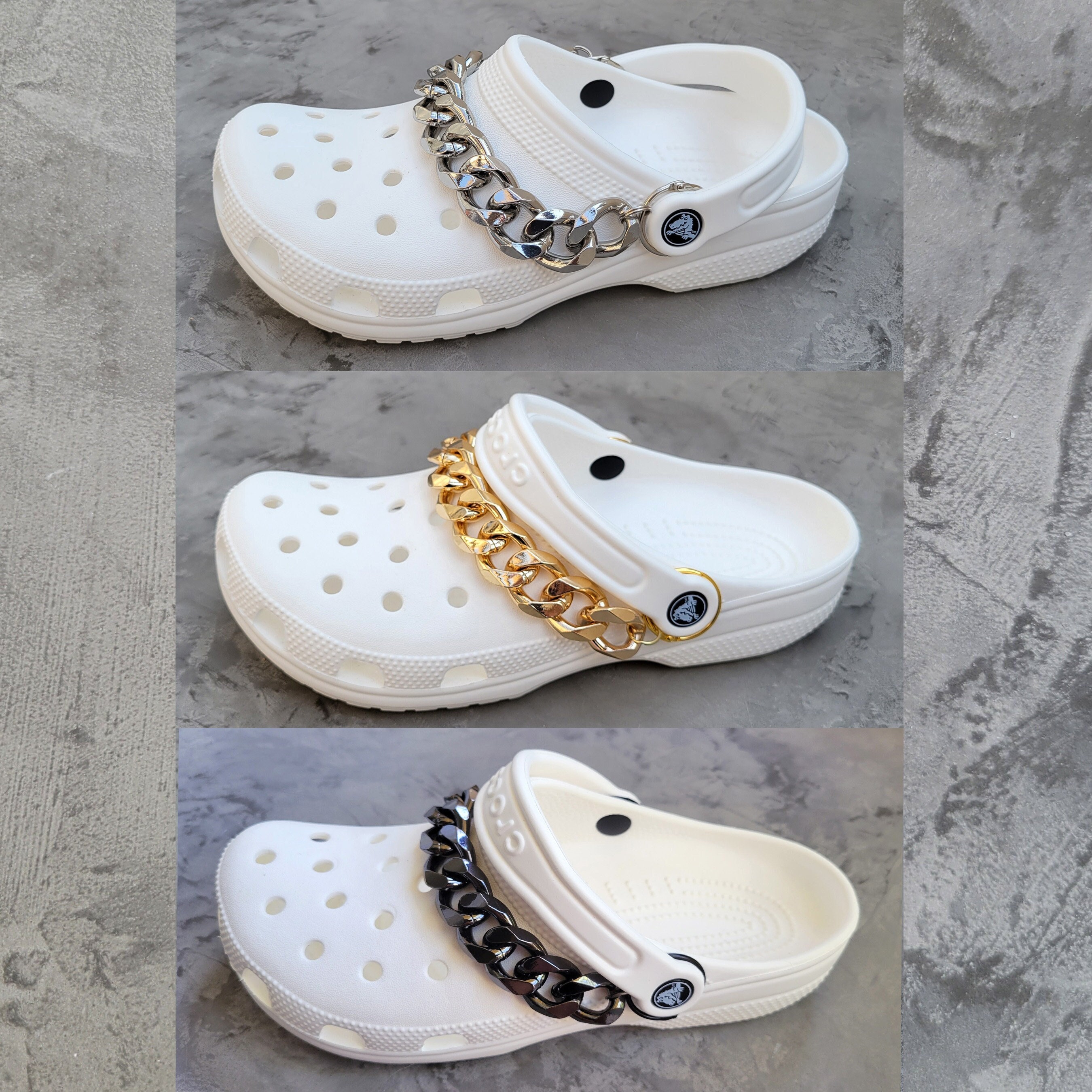 2 Pcs Real Alloy Chains for Crocs Shoe Charm Silver Gun Black Etsy