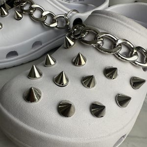 Punk Goth Shoe Charms: Plastic Spikes & Metal Chains