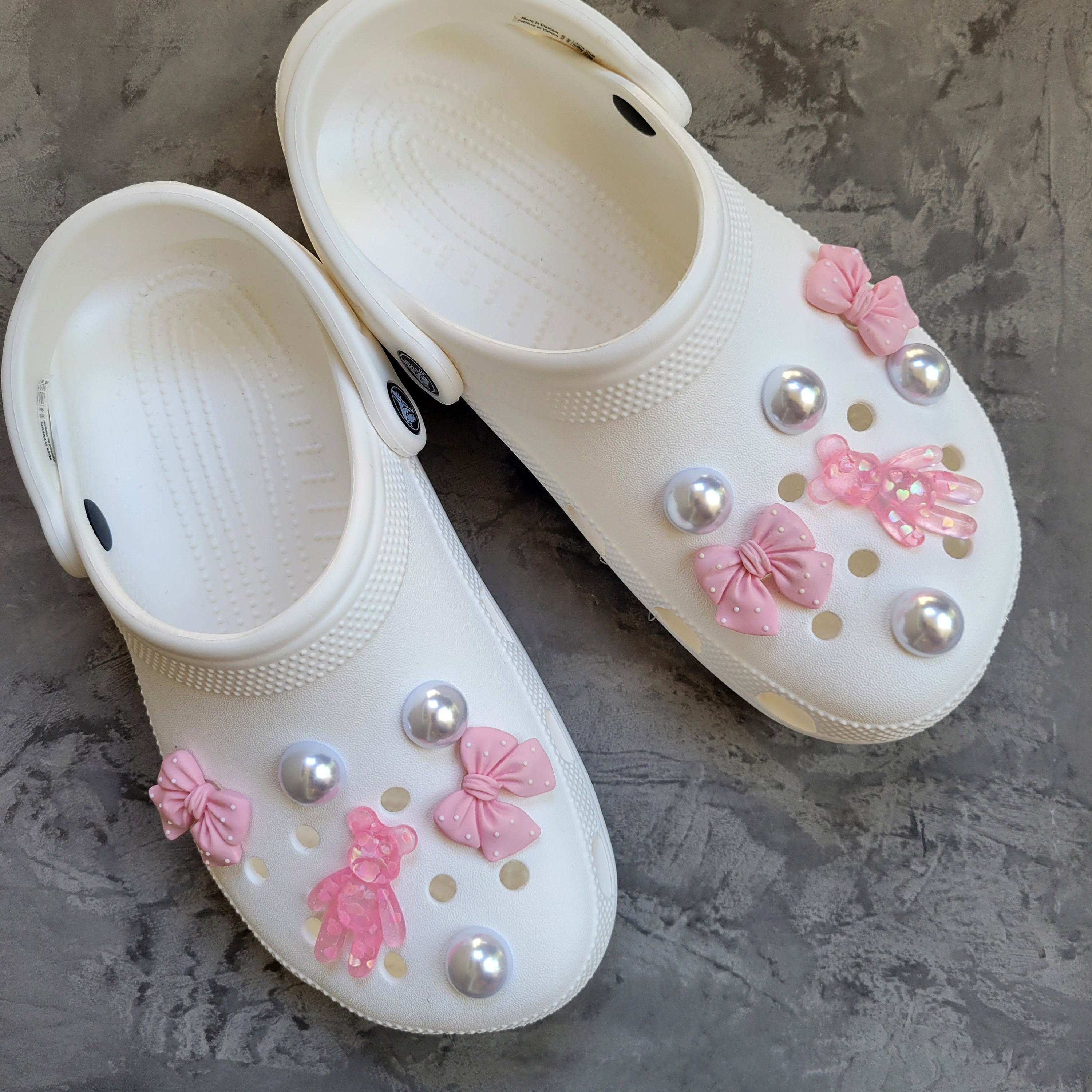 13 Pieces Shoe Charm Set Glitter Pink Fashion Crocs Bear Pearl Etsy