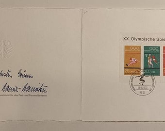 Souvenir card with miniature sheet Olympic games Munich 1972 Germany