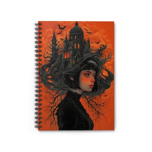Witchy Notebook, Halloween Journal, Spooky Spiral Notebook, Ruled Line Diary, Halloween Stationery, Witchcraft Notepad