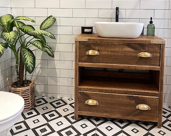 WALLINGTON Reclaimed Wood Rustic Bathroom Vanity Unit