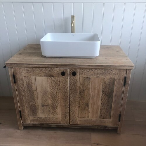 Rustic Chunky Solid Wood Bathroom Washstand Vanity Sink Unit Etsy