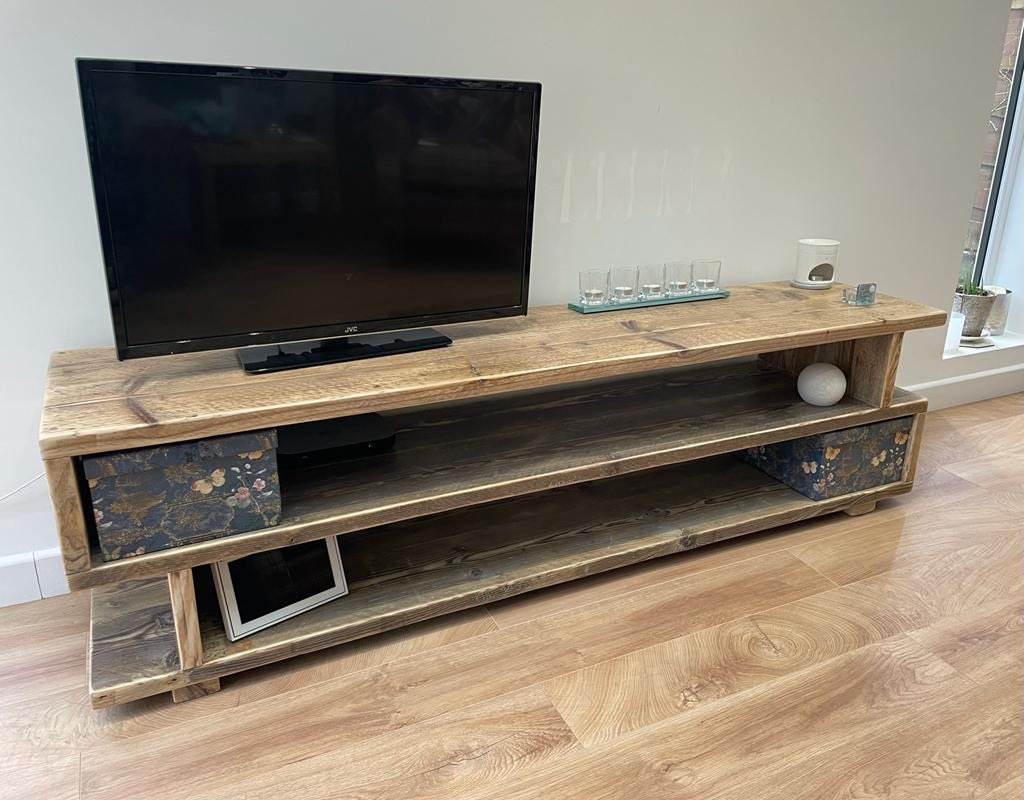HEXHAM Rustic Reclaimed Solid Wood TV Unit Rustic Custom Etsy UK