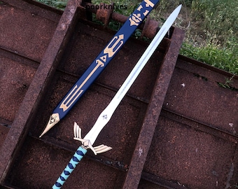 CUSTOM Hand geschmiedet Edelstahl Die LEGENDE von ZELDA Full Tang Skyward Link Master Sword mit Scabbard-Costume Rüstung Bestes Geschenk für Ihn