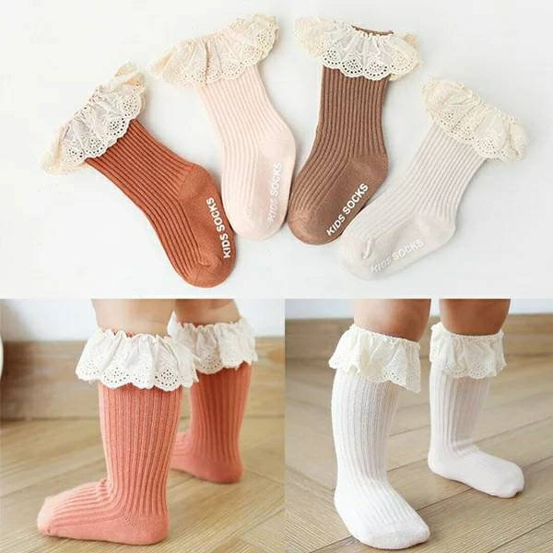 Boho Newborn Toddler Baby Girl Lace Top Knee High Socks/baby Etsy