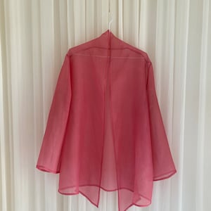Transparent, hand-dyed, airy, light silk blouse in strawberry pink
