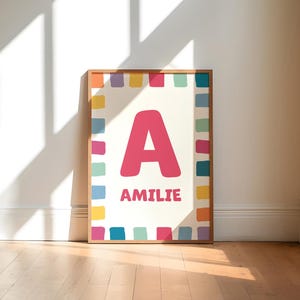 Personalised, girls bedroom, rainbow print, initial print, colourful kids decor, kids name print, rainbow wall art