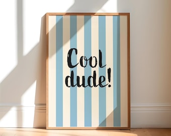 Cool kids poster, boys bedroom print, kids playroom, toddler decor, children's wall art, boy nursery print, retro checkerboard, blue boys