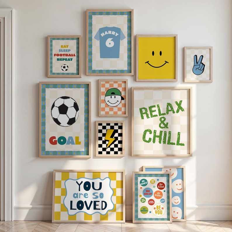 Soccer poster, kids football print, sports print, boys bedroom, football bedroom, playroom wall art image 2