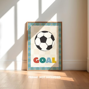 Soccer poster, kids football print, sports print, boys bedroom, football bedroom, playroom wall art image 1