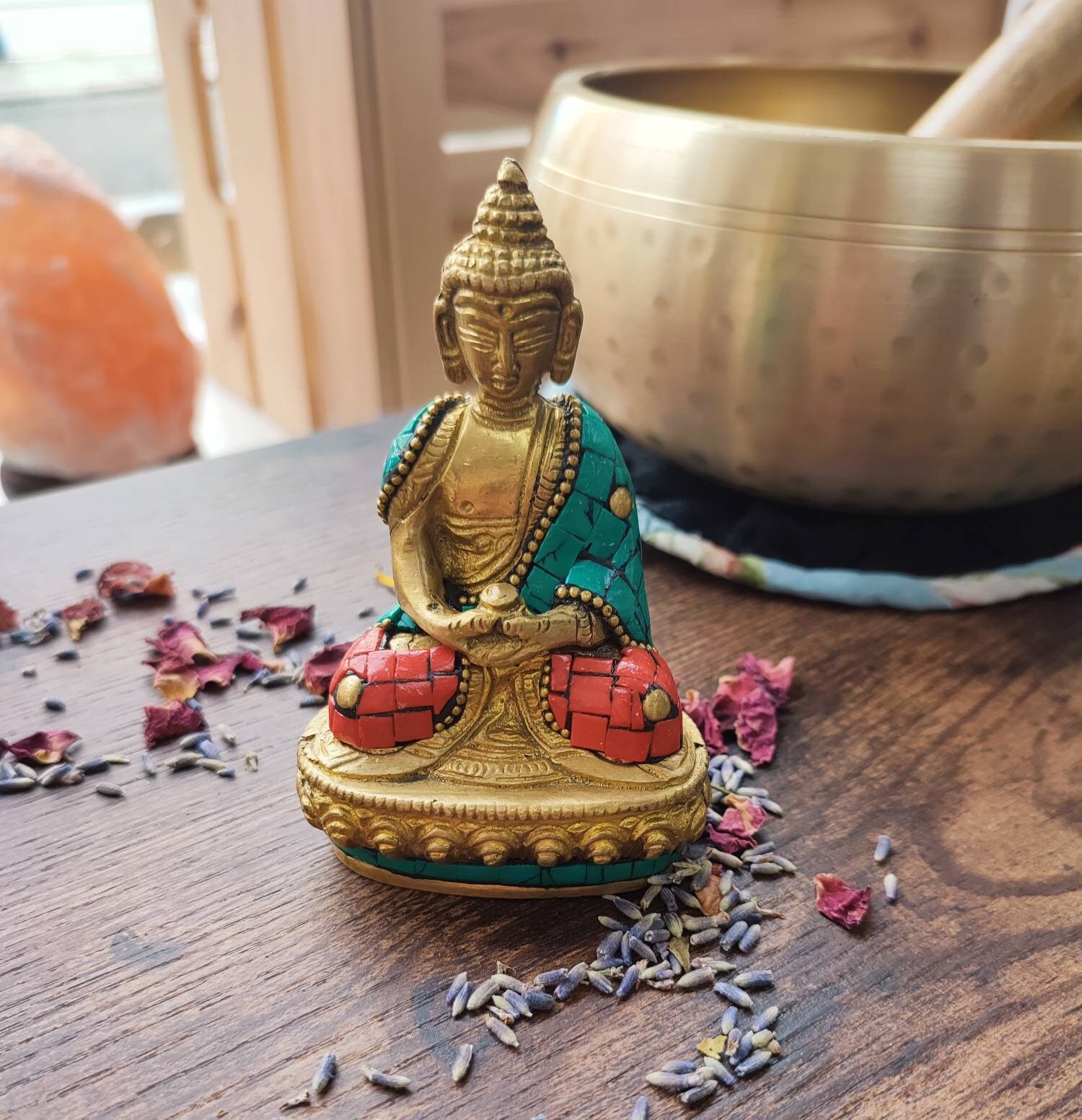 Buddha Amithaba statue two-coloured  Brass 
