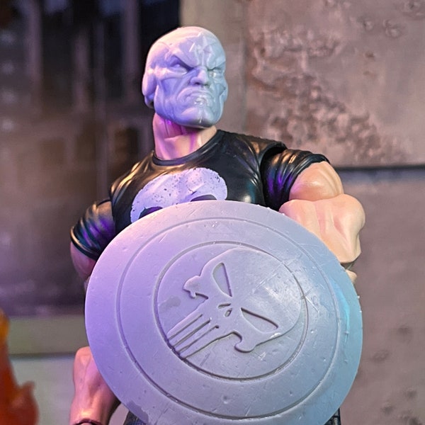 Punishing Captian Frank with Shield- Set of 2- 3D Printed Head Sculpt (Unfinished)