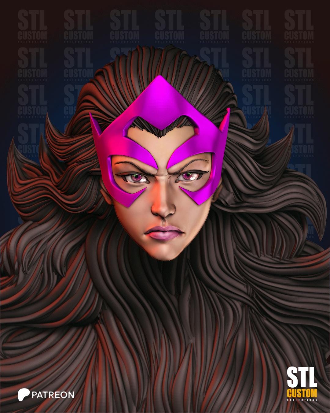 Violet Sapphire - Angry - 3D File Library Custom Print- 3D Printed Head ...