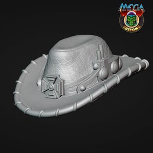 Mega CustomX Master Gunslinger Cowboy Hut für MOTU Origins Scale Toy Zubehör (Print on Demand, Unfertige, nur Hut)