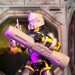 MegaGun Kit- TF Elite Soldier Head with Arm Blaster & Pistol- SET OF 3- 3D Printed Head Sculpt (Unfinished, Made to Order)