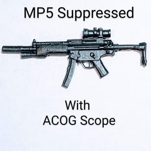 MP5 Suppressed with Acog Scope 1:12 Toy Accessory (Unfinished, Made to Order)