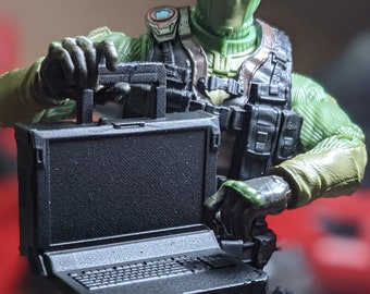 Robuster tragbarer Militär-Computer-Laptop (offenes und geschlossenes 2er-Set) 1:12 Spielzeugzubehör