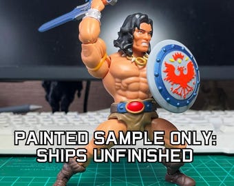 Zestaw Mega CustomX Barbarian Adventurer - zestaw 5 sztuk - akcesoria do zabawek w skali MOTU Origins (druk na żądanie, niedokończony, korpus figurki NIE jest dołączony)