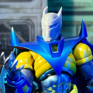 Hellish Armored Bat Vigilante 3D Printed Head Sculpt (Unfinished, Made to Order)