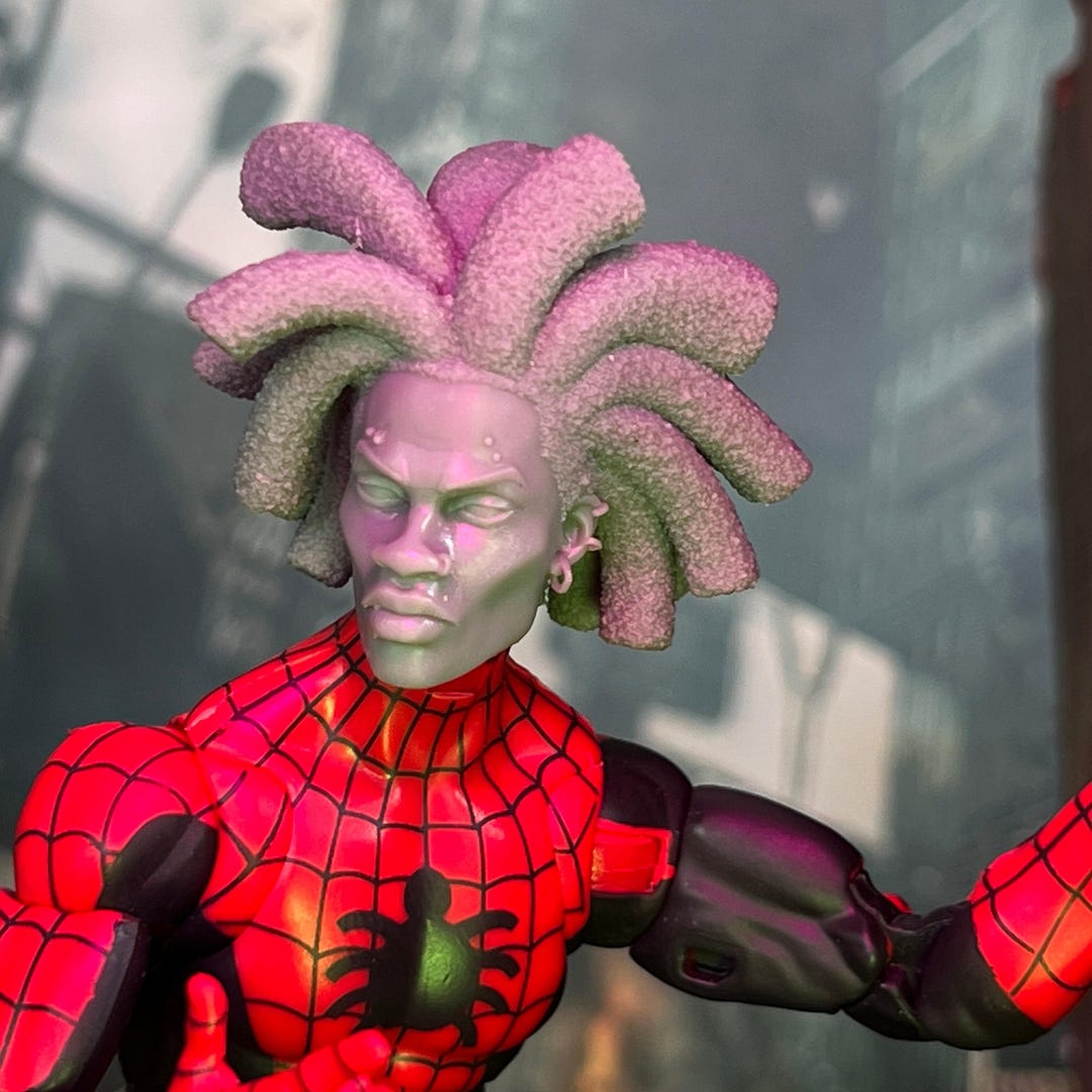Punk Rock Hobie Spider Vigilante Unmasked 1:12 3D Printed Head Sculpt ...